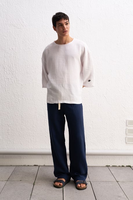 Musselinen Crew Neck Lange Mouwen T-Shirt - Image 5