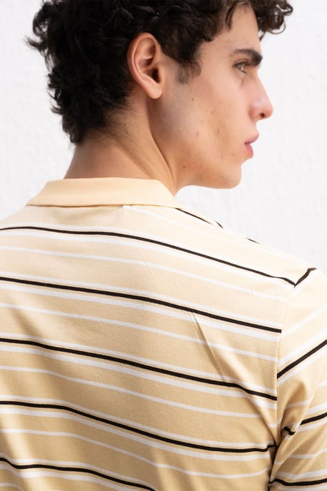 Randig Polo Krage Knapp T-shirt - Image 2