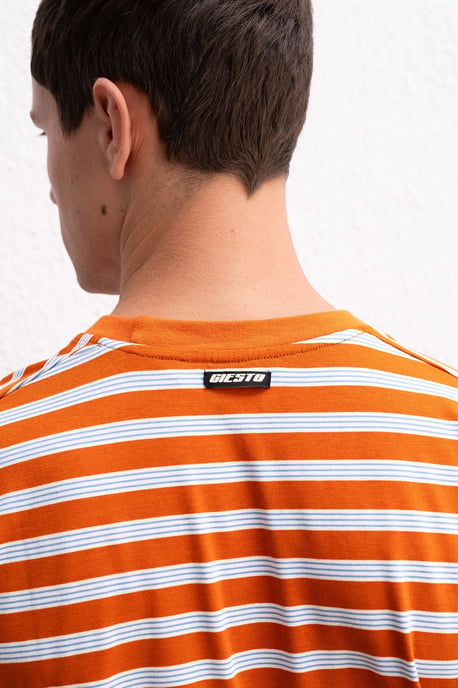 Slim Fit Randig Rundhalsad T-shirt - Image 2