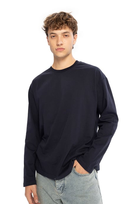 Långärmad T-shirt med rund hals i bomull - Image 1