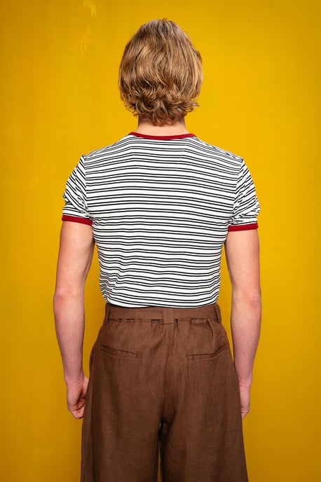 Slim Fit Randig Rundhalsad T-Shirt - Image 4