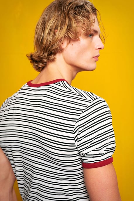 Slim Fit Randig Rundhalsad T-Shirt - Image 5