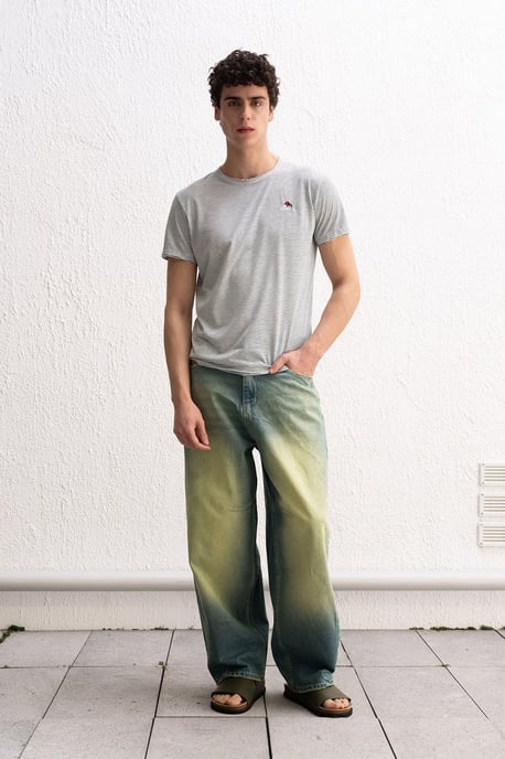 Broderad Randig T-shirt med Rundad Hals - Image 3