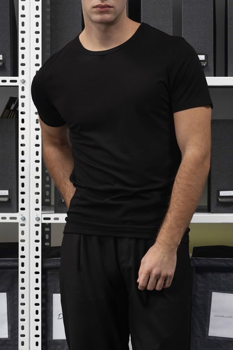 Slim Fit Crew Neck T-Shirt i Bomull - Image 2