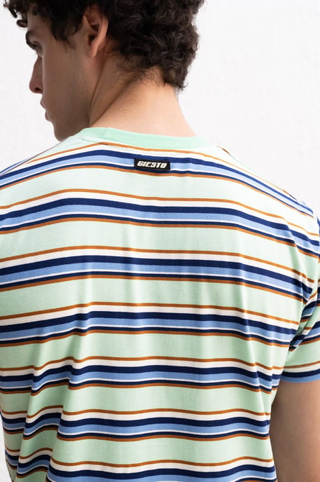 Comfort Fit Crew Neck Randig T-shirt - Image 2