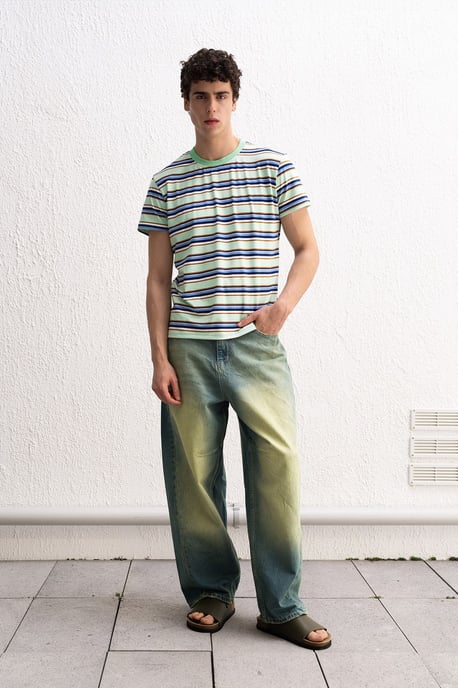 Comfort Fit Crew Neck Randig T-shirt - Image 3
