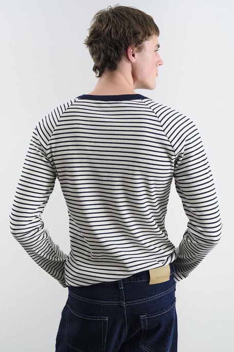Slim Fit Randig Knäppkrage T-Shirt - Image 2