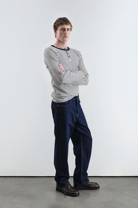 Slim Fit Randig Knäppkrage T-Shirt - Image 3