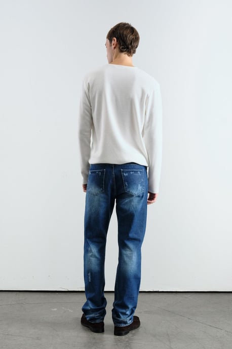 Slim Fit Knappkrage Långärmad T-shirt - Image 2