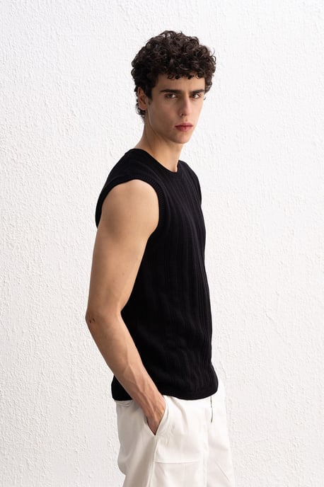 Ribbad ärmmös t-shirt - Image 2