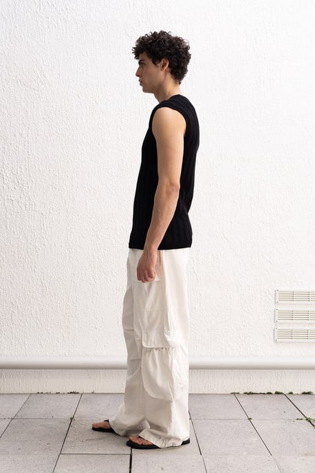 Ribbad ärmmös t-shirt - Image 3
