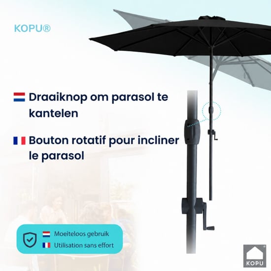 Kopu ® valencia parasol rond 300 cm met beschermhoes zwart - Image 3