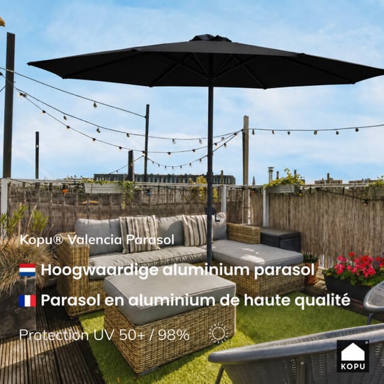 Kopu ® valencia parasol rond 300 cm met beschermhoes zwart - Image 5