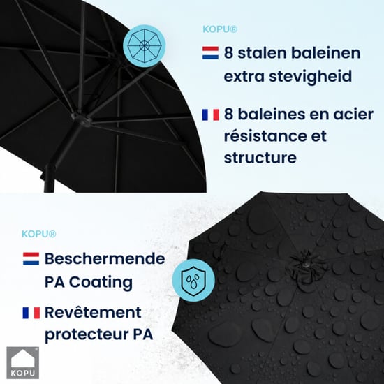 Kopu ® valencia parasol rond 300 cm met beschermhoes zwart - Image 6