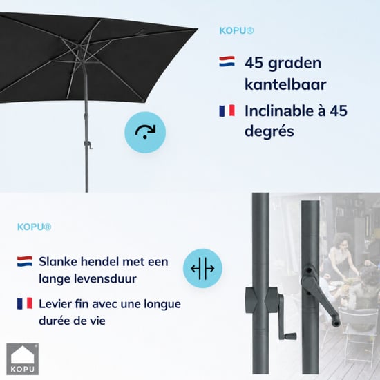 Kopu ® sevilla parasol rechthoek 200x300 cm met hoes balkonparasol - Image 4