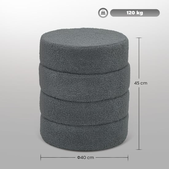 4goodz Hocker rond met teddyfleece metalen frame 40x45h cm - - Image 2