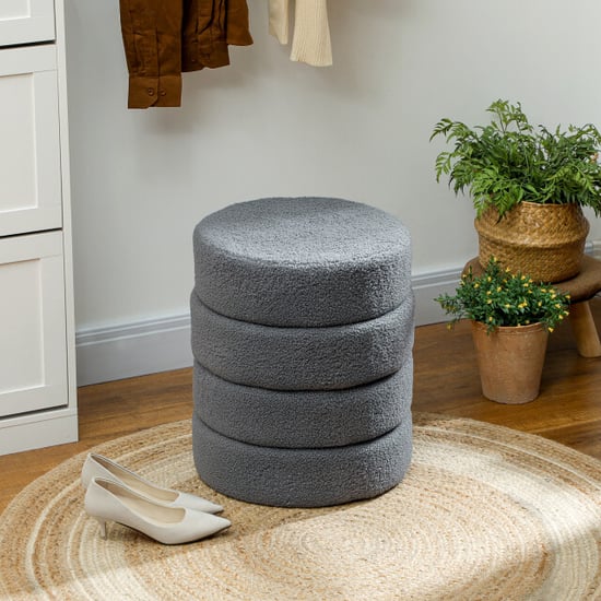 4goodz Hocker rond met teddyfleece metalen frame 40x45h cm - - Image 5