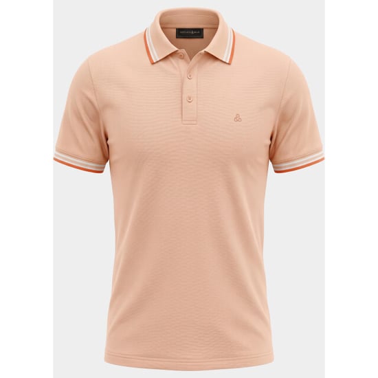Bos Bright Blue Scotland blue polo heren brick polo plain contrast col spe25108br06sb/735 apricot - Image 4