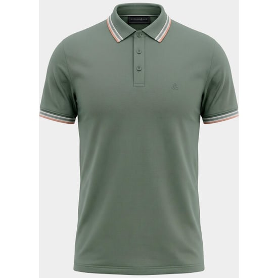 Bos Bright Blue Scotland blue polo heren brick polo plain contrast col spe25108br06sb/361 sea green - Image 3