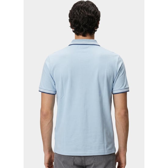 Bos Bright Blue Scotland blue polo heren brick polo plain contrast col spe25108br06sb/210 light blue - Image 3