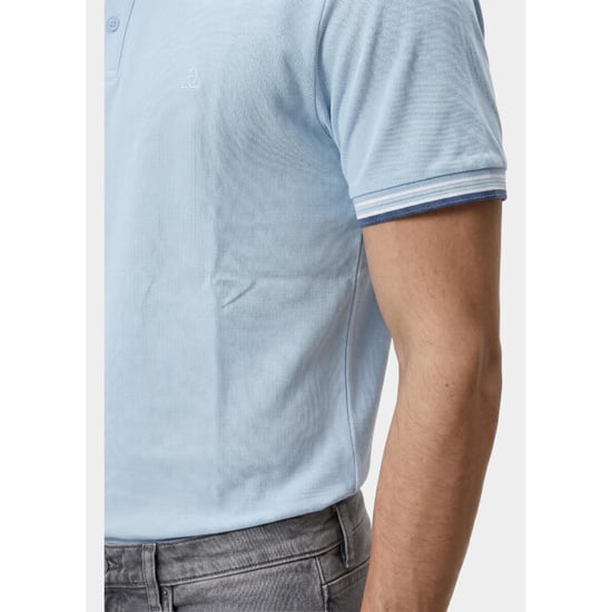 Bos Bright Blue Scotland blue polo heren brick polo plain contrast col spe25108br06sb/210 light blue - Image 5