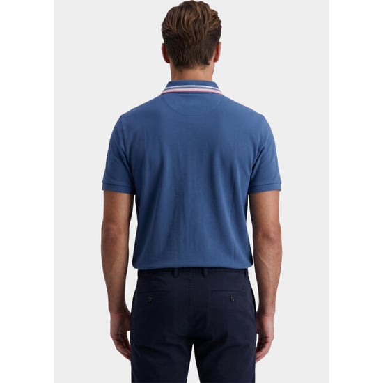 Bos Bright Blue Scotland blue polo heren brick polo plain contrast col spe25108br06sb/268 jeans blue - Image 2