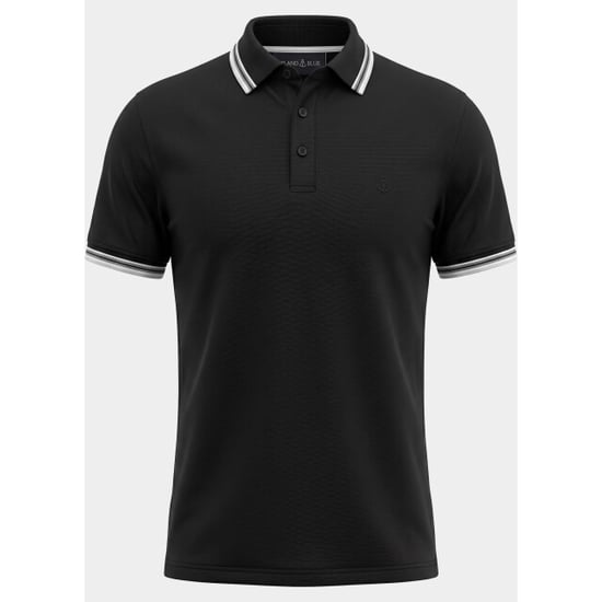 Bos Bright Blue Scotland blue polo heren brick polo plain contrast col spe25108br06sb/990 black - Image 3
