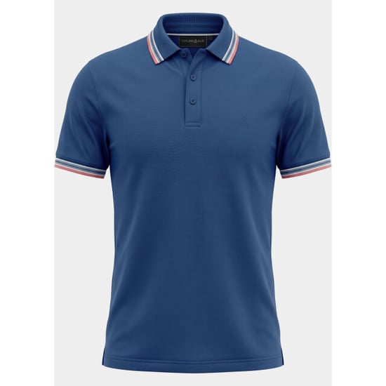 Bos Bright Blue Scotland blue polo heren brick polo plain contrast col spe25108br06sb/268 jeans blue - Image 4