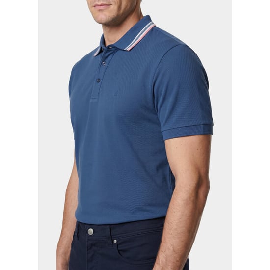 Bos Bright Blue Scotland blue polo heren brick polo plain contrast col spe25108br06sb/268 jeans blue - Image 5