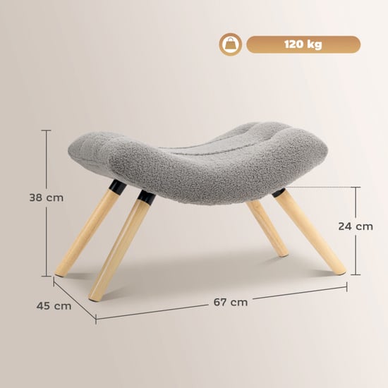 4goodz Voetensteun met fleece bekleding en houten poten - - Image 3