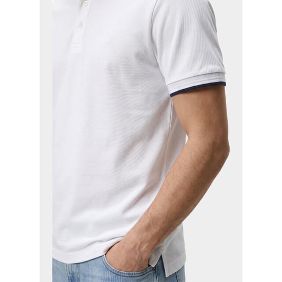 Bos Bright Blue Scotland blue polo heren brick polo plain contrast col spe25108br06sb/100 white - Image 3