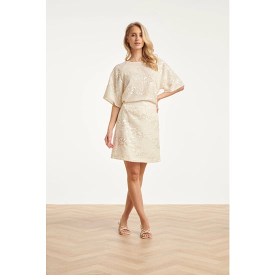 Smashed Lemon Pailletten mini rok met structuur en aansluitende pasvorm | - Image 1