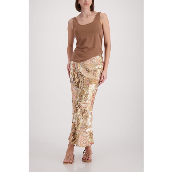 Monari  maxi skirt with paisley pattern 410568 525 mocca pattern - Image 3