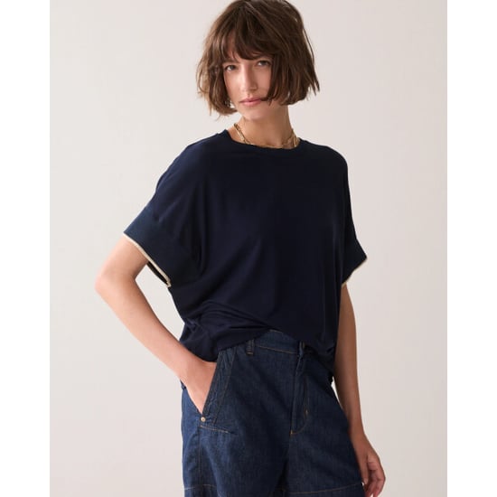Summum 3s5326-30790 413 top boxy knit trims blue noir - Image 1