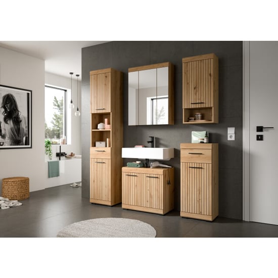 Furnilux Hangende onderkast met schuifdeur moderne badkameropslag in compact - Image 2