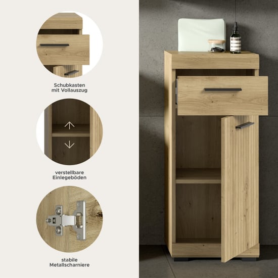 Furnilux Compacte staande kast op wieltjes design opbergkast met deur en lade - Image 2