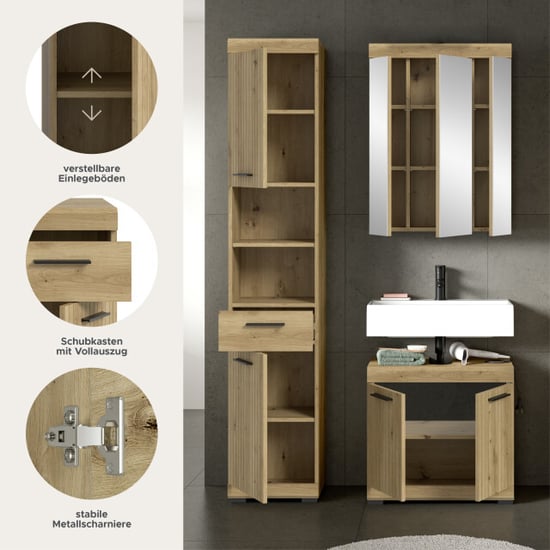 Furnilux Badcombinatie set 3-delige badkamer meubels moderne opbergoplossing - Image 4