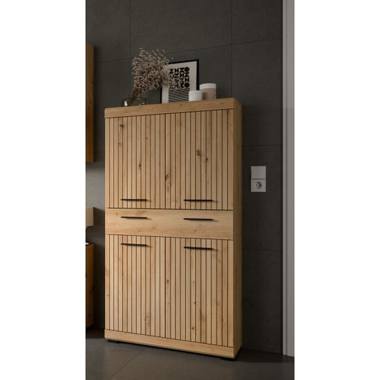 Furnilux Midikast in artisan look opbergkast met deuren en lade moderne - Image 3