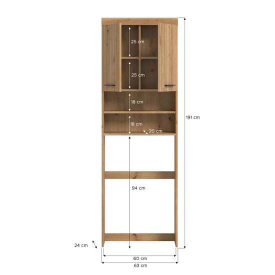 Furnilux Waschmaschinenoverbouw stijlvolle kast op wielen voor wasmachine en droger - Image 3