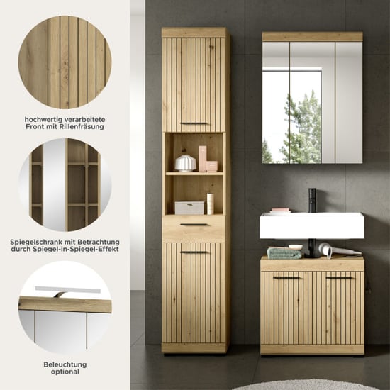Furnilux Badcombinatie set 3-delige badkamer meubels moderne opbergoplossing - Image 5