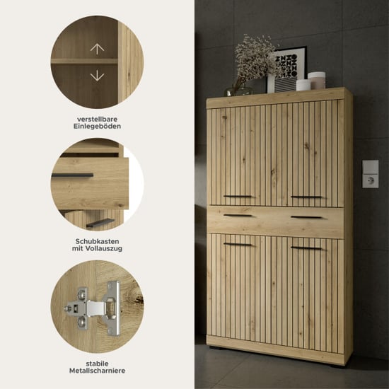 Furnilux Midikast in artisan look opbergkast met deuren en lade moderne - Image 4