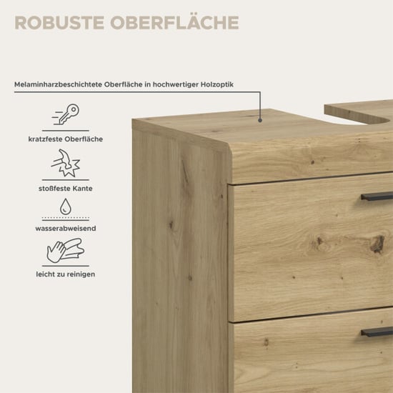 Furnilux Wastafelkast op wielen badkameropbergkast met 2 lades 60x56x34 cm - Image 3