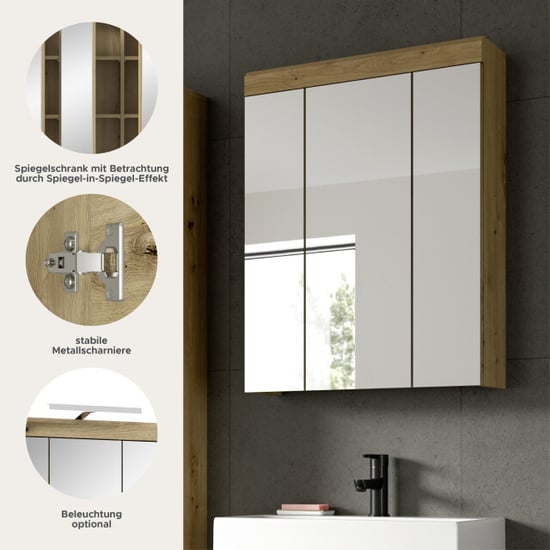 Furnilux Moderne spiegelkast voor badkamer ruime opbergkast met 3 spiegels 9 vakken - Image 4