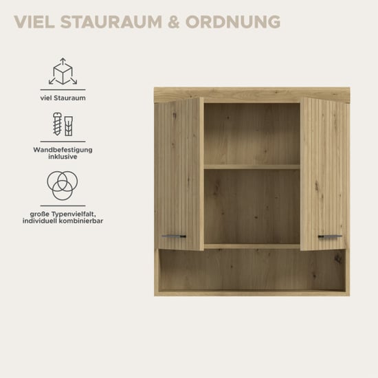 Furnilux Hoge kast met 2 deuren moderne opbergkast voor badkamer of woonkamer - - Image 4