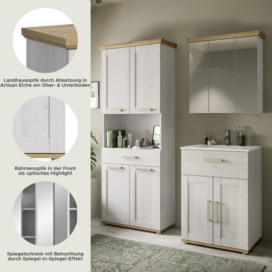 Furnilux Moderne badcombinatie met wastafel ruime opbergkast en spiegelkast fsc®-hout - Image 3