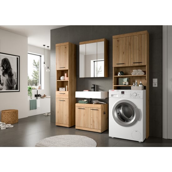 Furnilux Waschmaschinenoverbouw stijlvolle kast op wielen voor wasmachine en droger - Image 5
