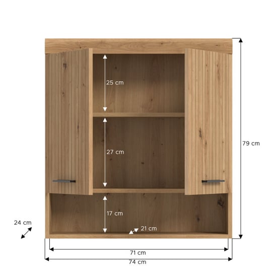 Furnilux Hoge kast met 2 deuren moderne opbergkast voor badkamer of woonkamer - - Image 6