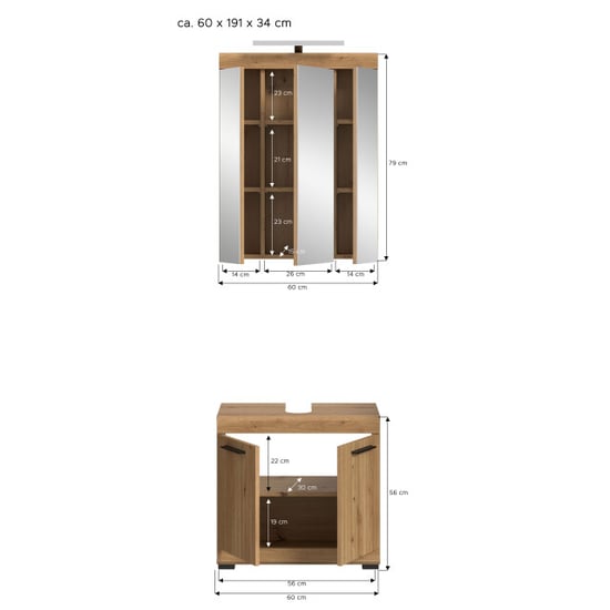 Furnilux Badcombinatie met spiegelkast en verlichting compacte 2-delige set - - Image 6