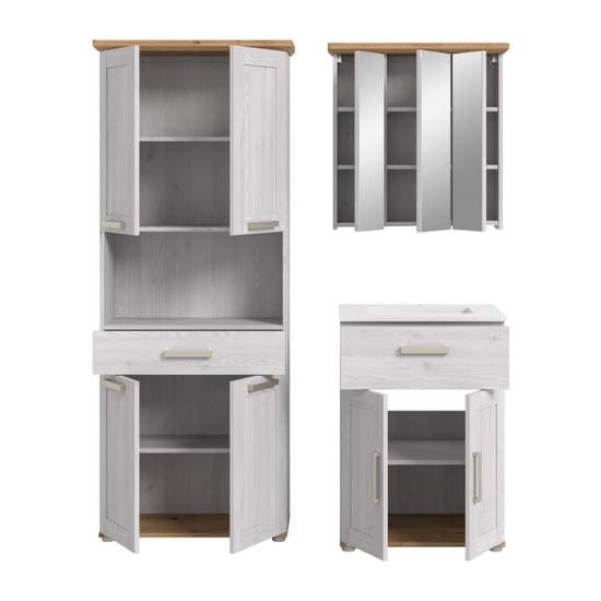 Furnilux Moderne badcombinatie met wastafel ruime opbergkast en spiegelkast fsc®-hout - Image 4