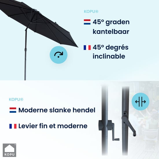 Kopu ® valencia parasol rond 300 cm met beschermhoes antraciet - Image 5